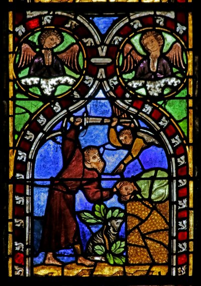 Window depicting Abraham about to sacrifice Isaac by French School